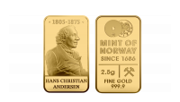  2,5 gram H.C. Andersen 1805-1875 guldbarre